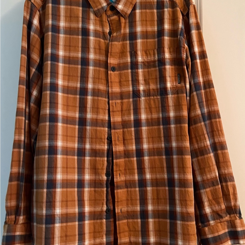 Columbia Orange and Blue Plaid Men's Shirt